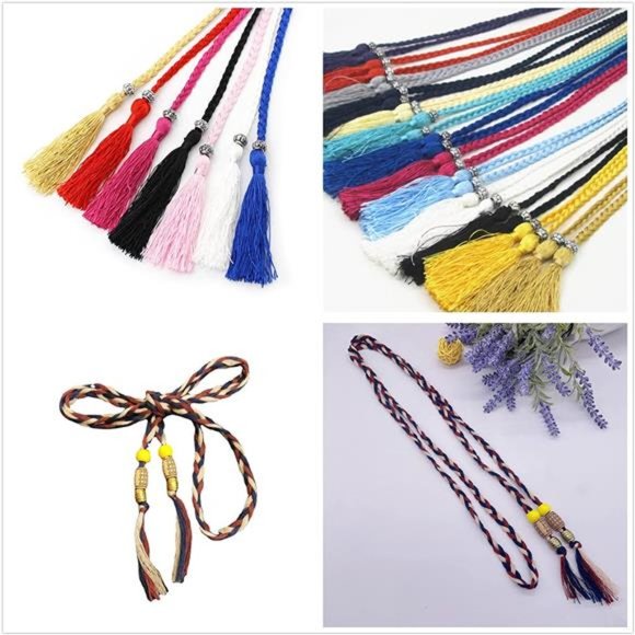 JinYu Women Tassel Braided Belt for Dress Bowknot Waist Chain for Dress main image 5